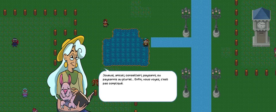 Scène du jeu : Gandalf explique « Joueusi, amicali, conseilleiri, paysanni, ou paysannis au pluriel… Enfin, vous voyez, c'est pas compliqué. »